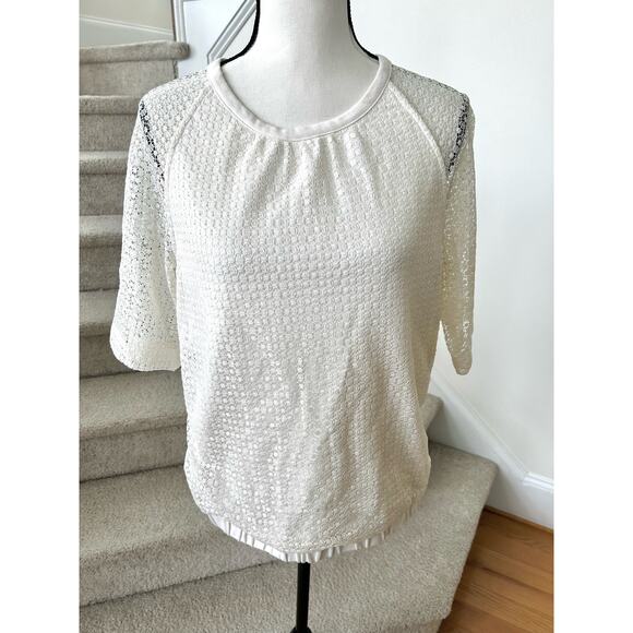 SeeByChloé Cream White White Short Sleeve Elastic Hem Blouse - Picture 1 of 8
